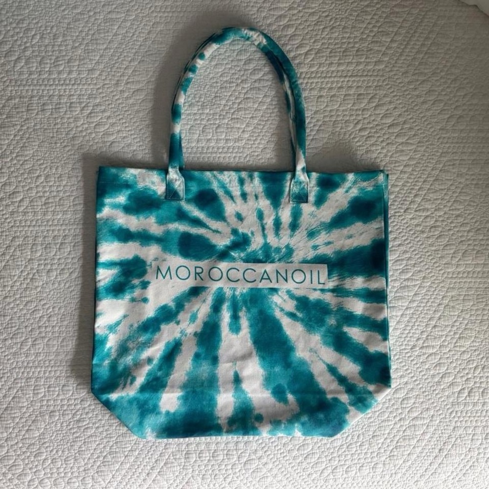 Moroccan Oil Teal and White Tie-Dye Tote Bag Large - Picture 2 of 3